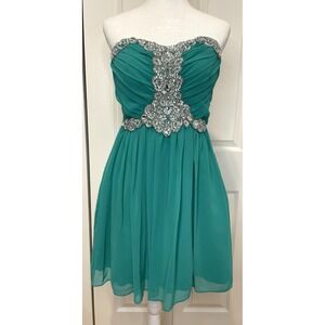Vtg Y2K City Triangles Womens Strapless Mini Dress Size 3 Soft HOCO Fairy Dainty
